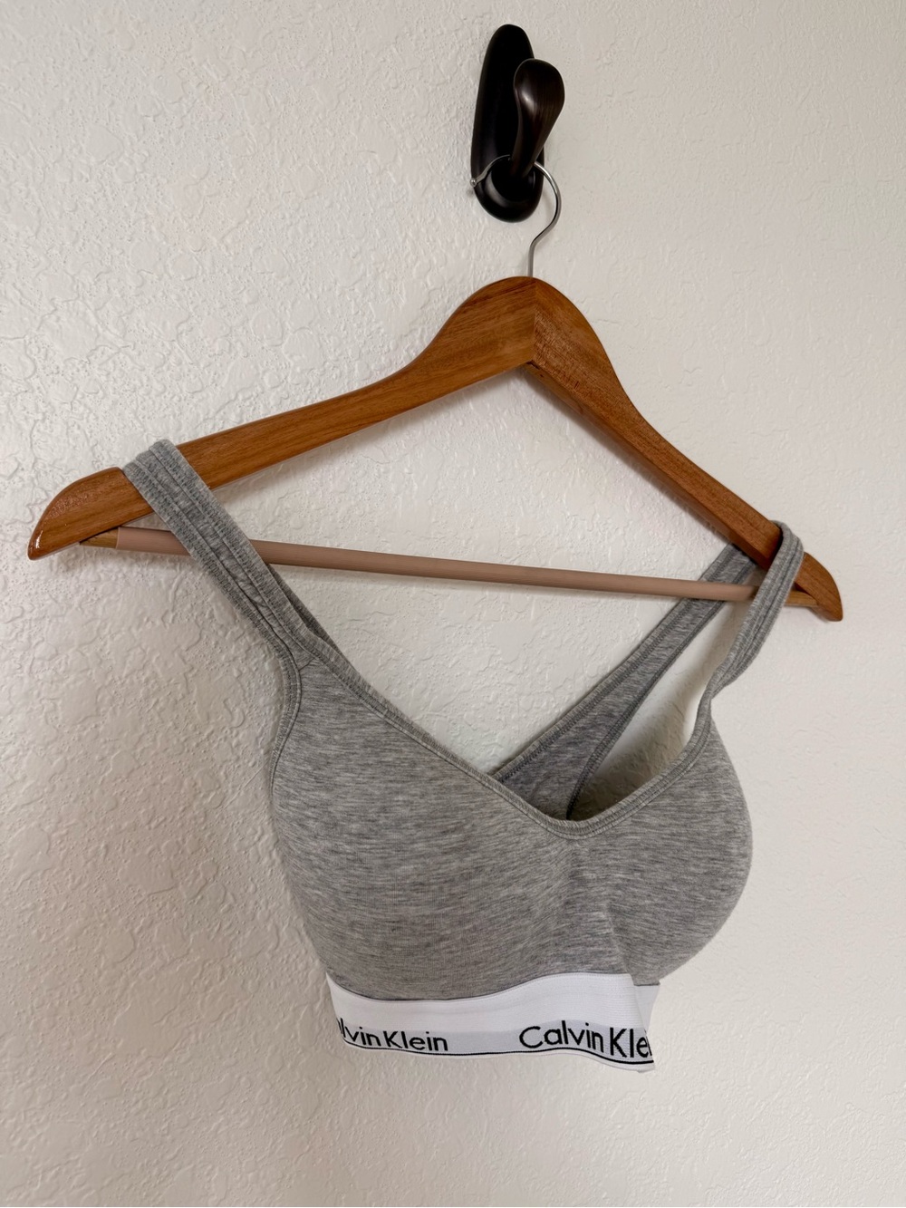 Calvin Klein Heather Gray Padded Bralette with Logo Band